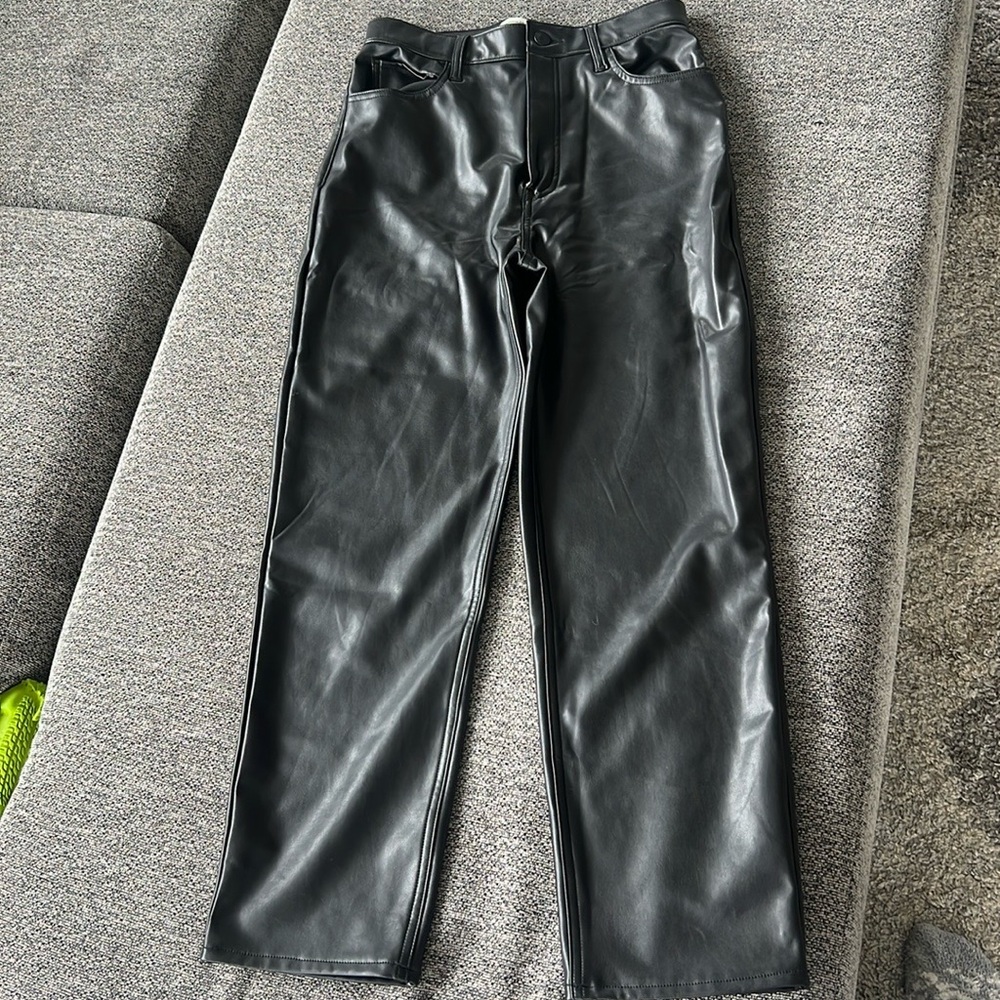 Abercrombie and fitch vegan leather straight pants.